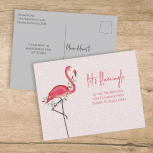 Christmas Holiday Lights Pink Festive Flamingo Postcard