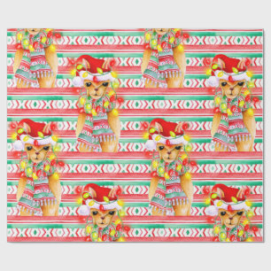 Christmas holiday Llama watercolor pattern Wrapping Paper