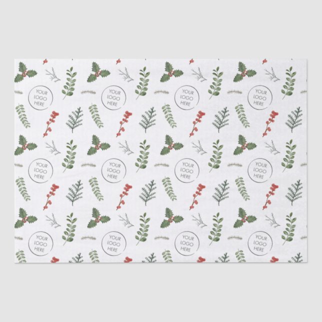Christmas Holiday Logo Small Business Promotional Tissue Paper (Front)
