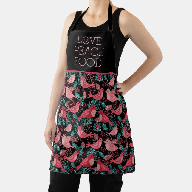 Christmas Holiday Love Peace Food Botanical Apron (Insitu)