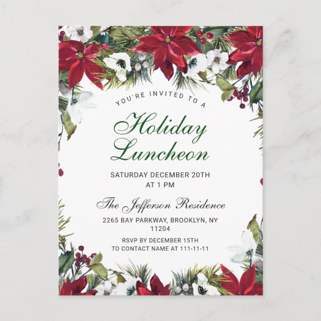 Christmas Holiday Luncheon Invitation Card (Front)