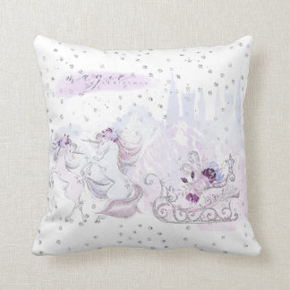 Christmas Holiday - Magic of Christmas - Unicorns Throw Pillow