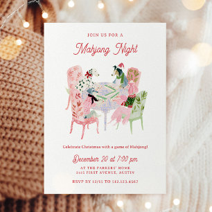 Christmas Holiday Mahjong Night Party Invitation
