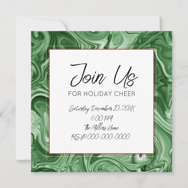Christmas Holiday Marbled Swirl Text Festive  Invitation (Front)