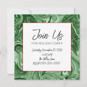 Christmas Holiday Marbled Swirl Text Festive  Invitation