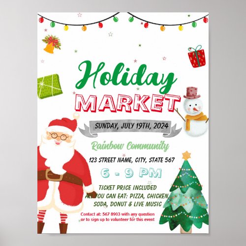 Christmas holiday market event template poster