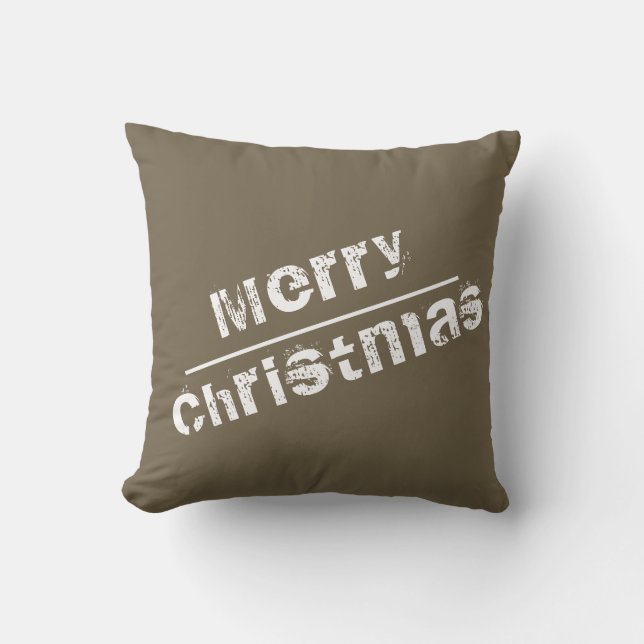 Christmas Holiday Merry Christmas Modern Gray Throw Pillow (Front)