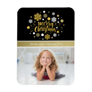 Christmas Holiday - Merry Christmas Shimmer Black Magnet