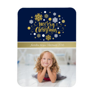 Christmas Holiday - Merry Christmas Shimmer Blue Magnet