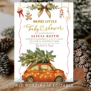Christmas Holiday Merry Little Baby Shower Invitation