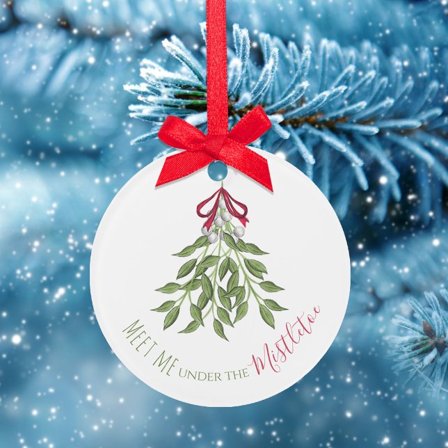 Christmas Holiday Merry Mistletoe Cute Whimsical Ornament (Merry Christmas mistletoe cute whimsical typography ornament.)