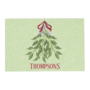 Christmas Holiday Merry Mistletoe Cute Whimsical Placemat