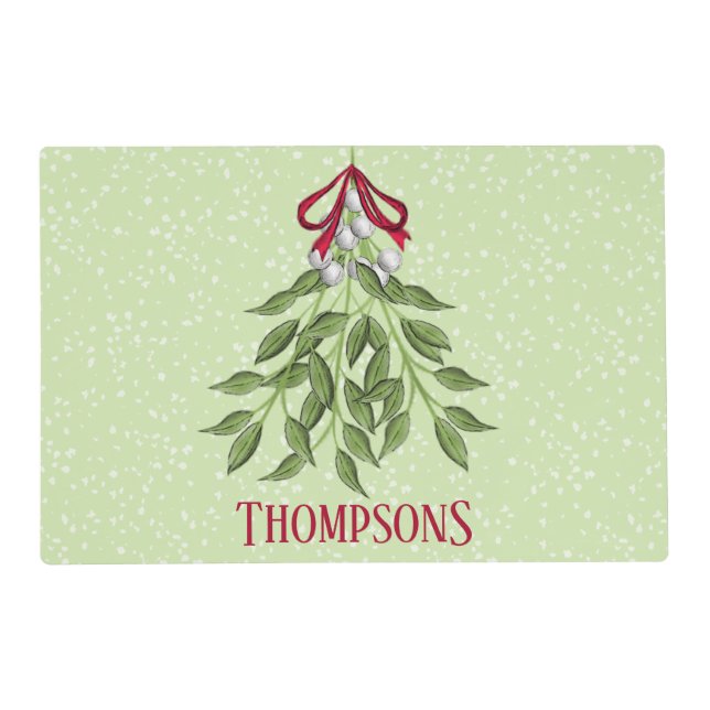 Christmas Holiday Merry Mistletoe Cute Whimsical  Placemat (Front)