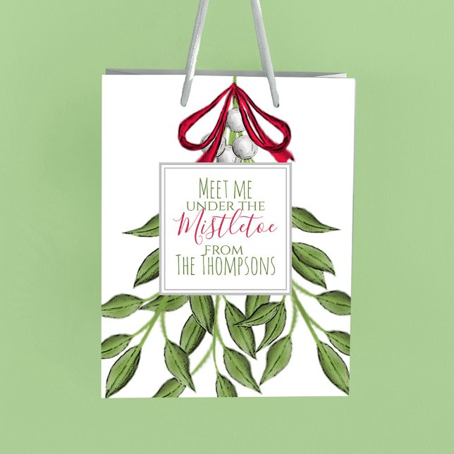 Christmas Holiday Merry Mistletoe Cute Whimsical Small Gift Bag (Christmas holiday mistletoe gift bag)