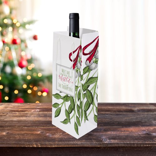 Christmas Holiday Merry Mistletoe Cute Whimsical Wine Gift Bag