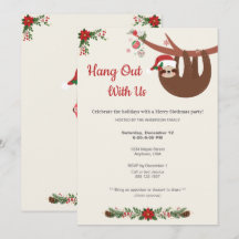 Christmas Holiday Merry Slothmas Party Invitation