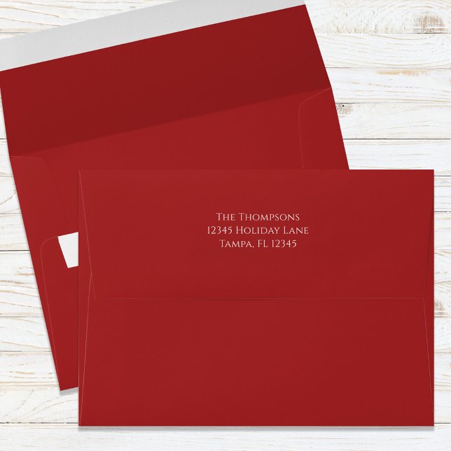 Christmas Holiday Minimalist Simple Red Envelope (Simple festive red holiday envelope with return address on the back flap.)