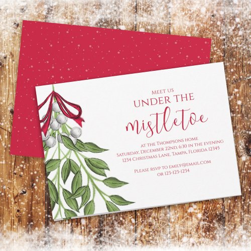 Christmas Holiday Mistletoe Greenery Berries Party Invitation