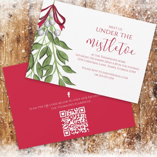 Christmas Holiday Mistletoe Social Media QR Code Invitation