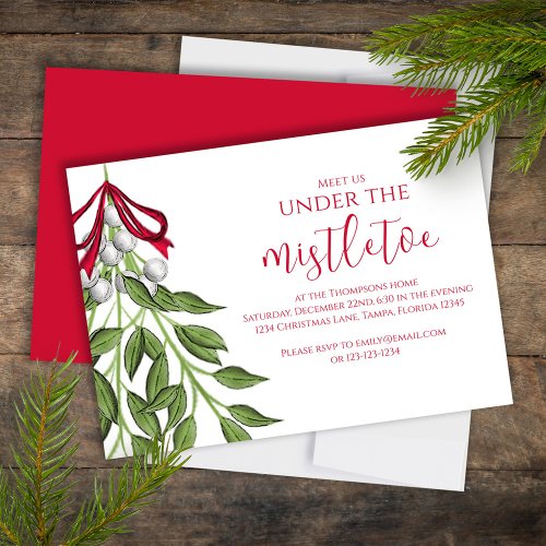 Christmas Holiday Mistletoe Social Media QR Code  Invitation