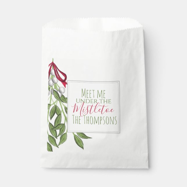 Christmas Holiday Mistletoe Whimsical Cute Fun Favor Bag (Front)