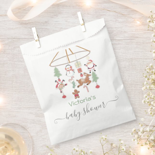 Christmas Holiday Mobile Baby Shower Favor Bag (Clipped)