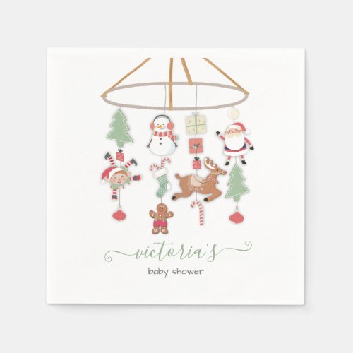 Christmas Holiday Mobile Baby Shower Napkins