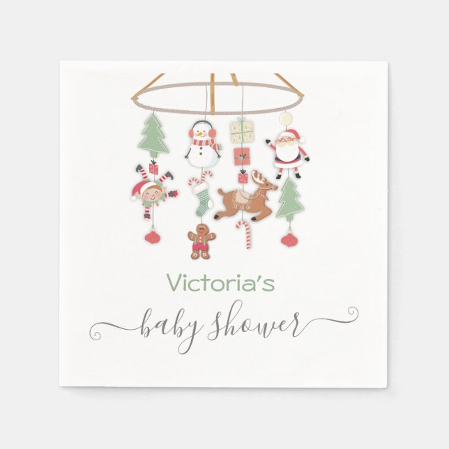Christmas Holiday Mobile Baby Shower Napkins (Front)
