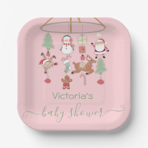 Christmas Holiday Mobile Baby Shower Paper Plates