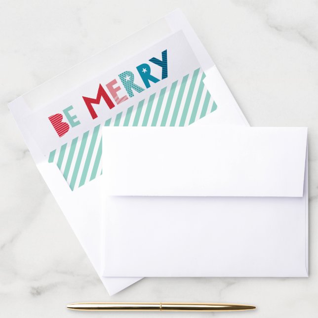 CHRISTMAS HOLIDAY modern be merry fun typography Envelope Liner (Desk)