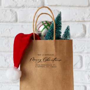 Christmas holiday modern elegant minimal script rubber stamp