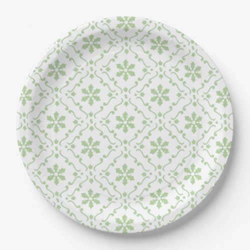 Christmas Holiday Modern Rustic Green Pattern Paper Plates