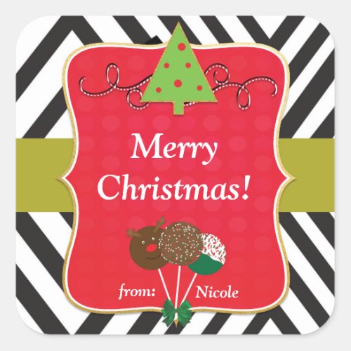 Christmas Holiday Modern Tree  Cake Pops Stickers