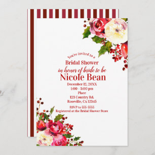 Christmas Holiday Modern Winter Bridal Shower Invitation