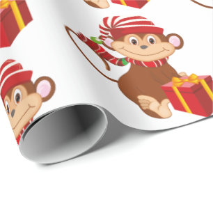 Christmas Holiday monkey tiled party wrap Wrapping Paper