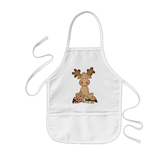 Christmas Holiday Moose kids apron (Front)
