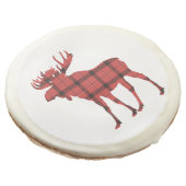 Christmas Holiday Moose  Red Plaid Tartan Pattern Sugar Cookie (Angled)