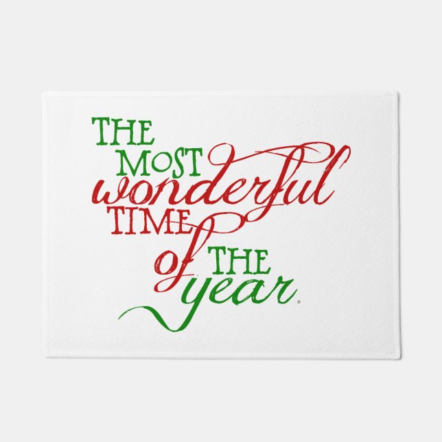 Christmas Holiday Most Wonderful Time Doormat (Front)