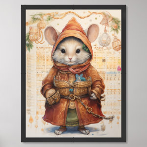 Christmas Holiday Mouse 10 Collage Framed Art