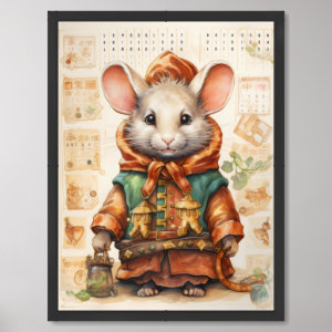 Christmas Holiday Mouse 12 Collage Framed Art