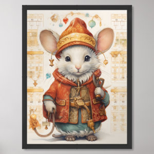 Christmas Holiday Mouse 14 Collage Framed Art