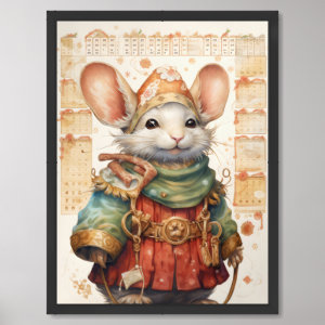 Christmas Holiday Mouse 16 Collage Framed Art