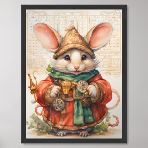 Christmas Holiday Mouse 18 Collage Framed Art