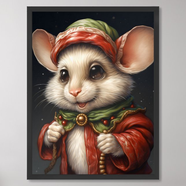 Christmas Holiday Mouse Framed Art (Framed Front)