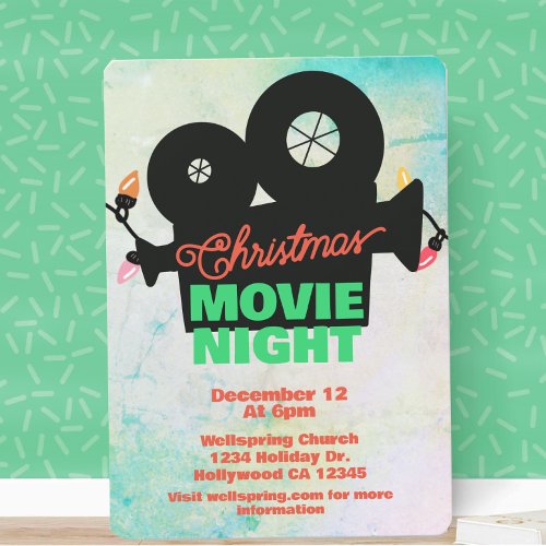 Christmas Holiday Movie Night Event Invitation