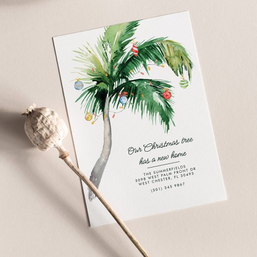 Christmas Holiday Moving New Address Palm Tree  Announcement