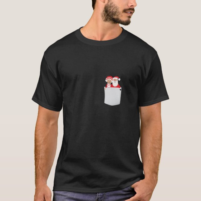 Christmas Holiday Mr and Mrs Santa Claus In A Pock T-Shirt (Front)
