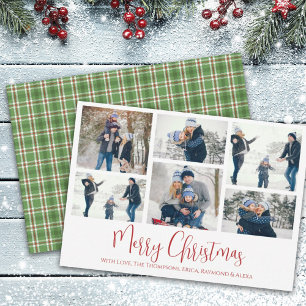 Christmas Holiday Multi 6 Photo Rustic Green Plaid