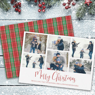 Christmas Holiday Multi 6 Photo Rustic Plaid Card