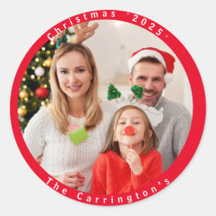 Christmas Holiday Name Customized Classic Round Sticker